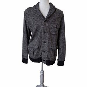 J.Crew Men’s Charcoal Fleece Jacket Large Button Front Outerwear